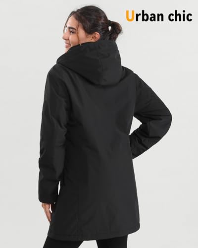 Genovega Women Long Heated Jacket Battery Pack Included Waterproof Ladies Coat With Hoodie 12V 7.4V Graphene Rechargeable Usb Electric Winter Apparel Clothes Sweater Sweatshirt Hoodie Vest Work Cold Weather thumb #5