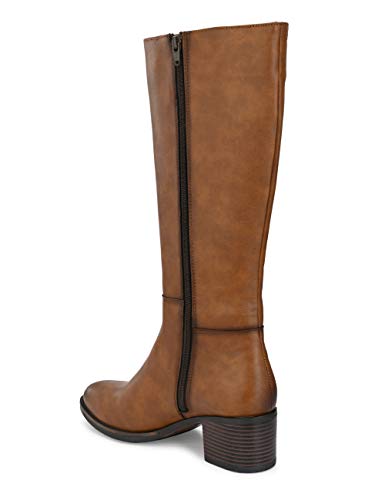 Image of Delize Tan Womens Mid Heel Knee Boots