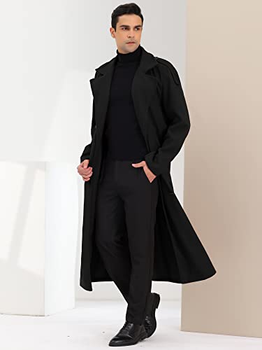 Image of Lars Amadeus Men's Winter Pea Coat Notch Lapel Double Breasted Solid Color Overcoat