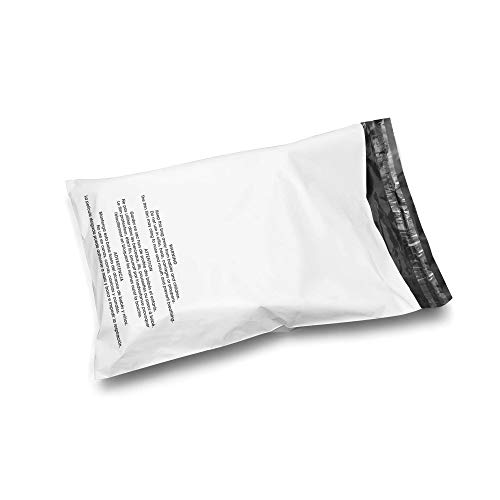 Shop4Mailers 10 x 13 Glossy White Warning Printed Poly Bag Mailer Envelopes 2 Mil (100 Pack)