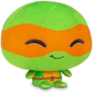 TeeTurtle Cloudheads Michelangelo Plush - 5-Inch Official Teenage Mutant Ninja Turtles Stuffed Animal with Embroidered Details - Soft Cuddly Plush Toys for Kids, Teens, and Adults - 1