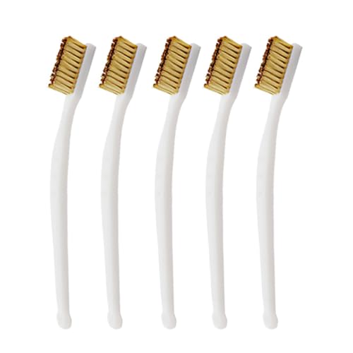 Image of Amosfun Copper Wire Brush with Handle 7.28 Inch Scratch Brush for Cleaning Welding Slag Paint Stains Metal Parts with Hanging Hole Lightweight Wire Set