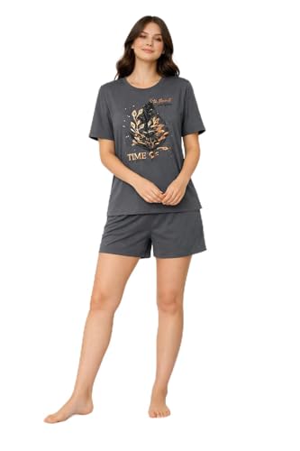 Image of Duchess Women's Cotton Printed Night Suit Set of Top & Shorts Pajama Set
