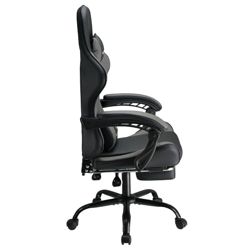 Play haha.Ergonomic reclining seat with footrest adjustable headrest and lumbar cushion high back support padded armrests PU leather finish for gaming home or office use - Image 6