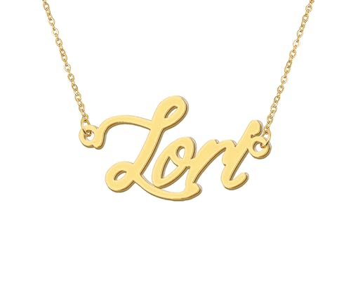 Aoloshow 18k Gold Plated Lori Name Necklace Womens Initial Nameplate Necklaces Stainless Steel Jewelry Birthday