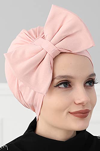 Aisha's Design Instant Turban with Bow for Women, 95% Cotton Head Wrap Hats, Hijab Cap Stylish Design2