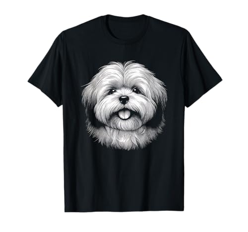 Lhasa Apso Dog Face Art Design for Women and Men T-Shirt