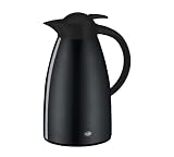 alfi SIGNO ONE 1,0l, velvet black mat, Edelstahl-Isolierkanne mit Hartglaseinsatz, Drehverschluss mit bequemer Drucktaste, Ausgießen mit einer Hand, Edelstahlkörper lackiert, ideal als Kaffeekanne