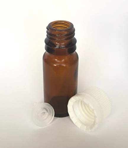 10 ml Amber Glass Essential Oil Bottles with Euro Dropper & Tamper Evident Caps Set of 24