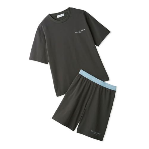[ジェラート ピケ] HOMME メンズ 接触冷感 GIZAコットンジャージー セットアップ ルームウェア(DGY-濃グレー、L)の商品画像（Amazon）