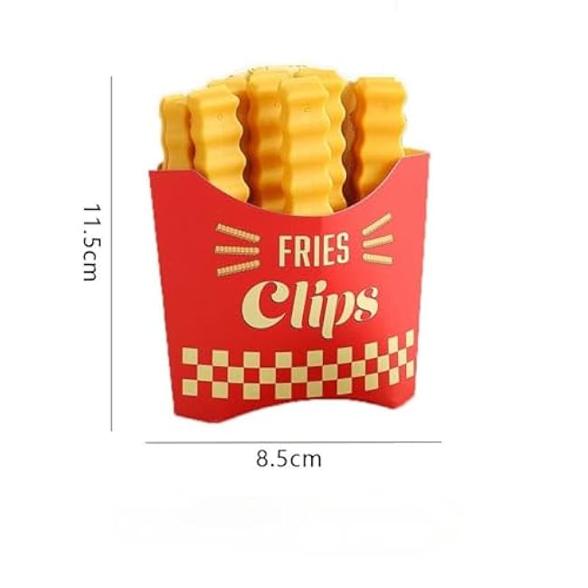 Magnetic Fries Clips Set of 12 Clips with Durable Plastic Holder Keep Food Fresh & Organized Novelty Design for Food Storage, Kitchen and Home Decor (3.8in X12pcs)(Two Pieces)