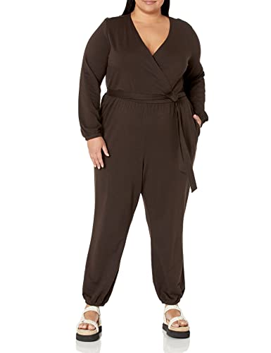 Amazon Essentials Women's Knit Surplice Jumpsuit (Available In Plus Size), Espresso, Medium #TOP4