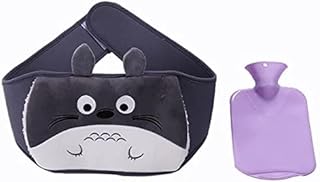 Hot Water Bottle Belt Carrier, Warm Water Bag Rubber Hot Water Pouch with Soft Plush Hand Waist Warmer Cover, Arthritis Pain Relief, Menstrual Cramps, Period Pain, Hot & Cold Therapy (Black Cat)