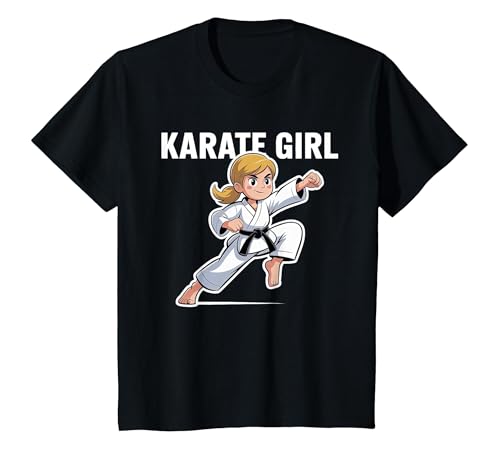 Carino Karate Kid - Ragazza Arti Marziali Maglietta, Bambini, Nero, 8 Anni