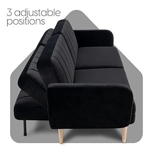 Milliard Futon Sofa Bed, Memory Foam Convertible Sofa Couch, Black Velvet #TOP2