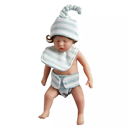 Suxdlan Mini poupée bébé Reborn en Silicone, Jouet réaliste pour Tout-Petit, Corps Complet de 15cm