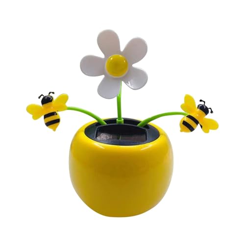 Solar Powered Dancing Flowers, Solar Dancing Figurines Doll, Swinging Sunflower Decor - Cute Dashboard Bobblehead for Window, Desk Decoration with Colorful Pots, for Car, Home (A1)