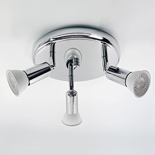 Sweier Ceiling Lights GU10, 5W Cool White 6000K 3 Way Spotlights, Adjustable Arm Kitchen Lights Chrome
