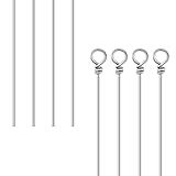 100 Pack Fishing Looped Spinner Shaft, Fishing Shaft Wire Stainless Steel Spinner Bait Wire Fishing Spinner Shaft Fishing Lure Making Supplies Rigs for Freshwater Bass Trout Walleye Salmon Catfish