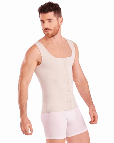 SHAPE CONCEPT Fajas para Hombres 362 High Compression Vest with Hooks, Mens Body Shaper Faja para Hombre Shapewear for Men Beige3