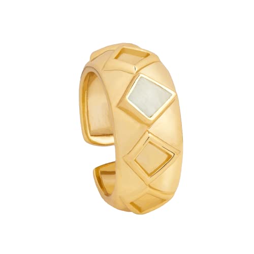 Bague Nefertiti Blanc : anneau ajustable et résistant au design géométrique