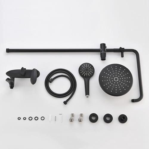 Ensemble de douche à hauteur réglable, robinet baignoire et mitigeur mural 3 voies