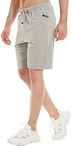 Qpngrp Mens Shorts Casual Drawstring Zipper Pockets Elastic Waist Lightgray 34 #TOP4