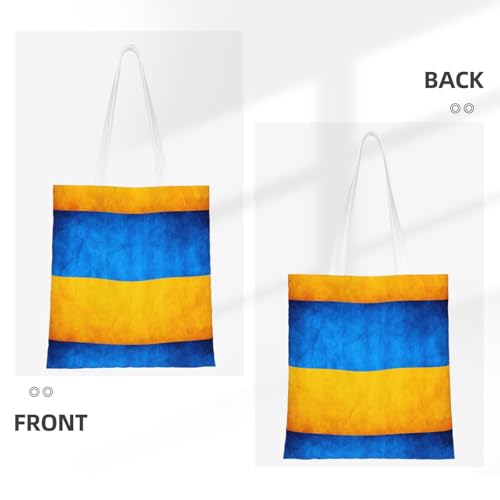 Ukrainian Flag Print Polyester Canvas Tote Bag, Shopping Bag With Reinforced Handles, Reusable3