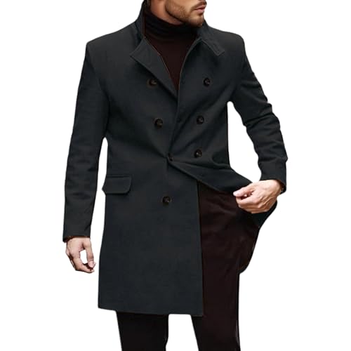 Trench chaud et doux pour homme en laine contre le vent et le froid