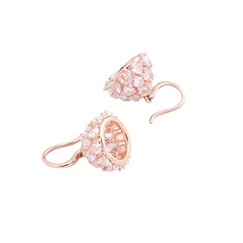 Image of KUSHAL'S Fashion Jewellery Jhumkas In Contemporary Style With Sparkling Zircon Stone Embellishments | Hook Jhumkas
