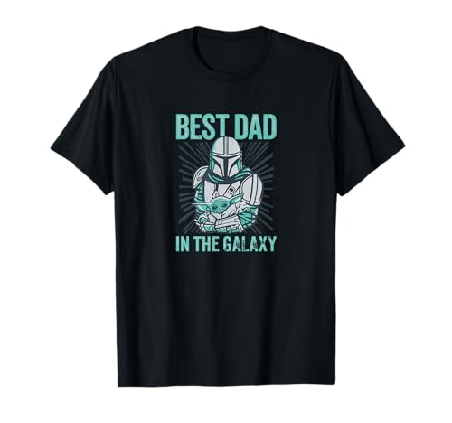 T-shirt Star Wars Mandalorian homme noir coton imprimé Best Dad In Galaxy