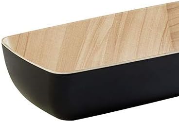 APS "Frida", prawie nietłukąca się miska z melaminy, solidna miska z tworzywa sztucznego, 53 x 16,2 x 7,5 cm, miska na owoce, koszyk na pieczywo, z możliwością układania w stos, wnętrze drewnopodobne, czarna w