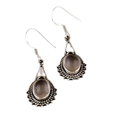 Boucles d'oreilles quartz rose argent 925 anti-allergie | Pendantes légères et lisses