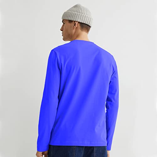 Kit com 4 Camisetas Masculinas Básicas Manga Longa Slim Fitness - 2 Royal - 1 Branco - 1 Cinza - GG