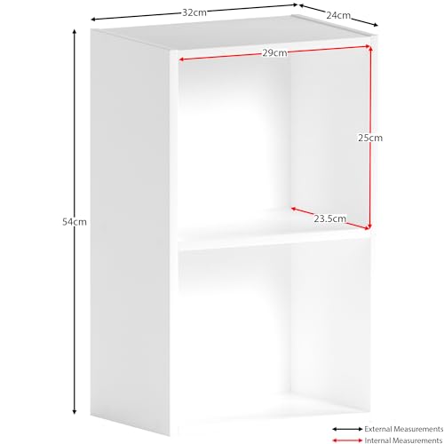 Vida Designs Oxford Bücherregal mit 2 Ebenen, würfelförmig, weiß, Holz-Regaleinheit für Büro, Wohnzimmermöbel