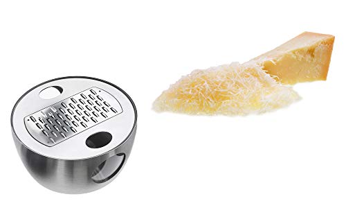 Foto von Lurch 220272 RazorTech EDS Parmesanreibe mit Deckel und Auffangschale aus Edelstahl, ؘ13 x 6 cm, Silber