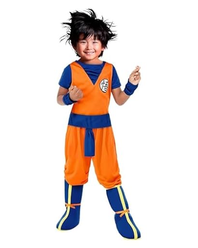 Funidelia Disfraz Oficial de Goku - Dragon Ball para niño, Pantalón, camiseta, muñequeras, cinturón y cubrebotas, Talla 10-12 años, Bola de Dragón - Traje de niños para fiestas, Carnaval y Halloween | Ya disponible en tu tienda friki favorita! En mundofriki.es!