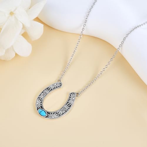 YAFEINI Horseshoe Necklace 925 Sterling Silver Horse Shoe Pendant Jewelry for Women Mom4
