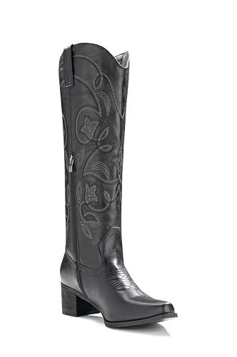 Image of IUV Cowboy Boots For Women Pointy Toe Women's Western Boots Cowgirl Boots Mid Calf Boots