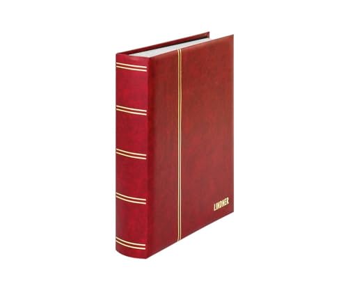 LINDNER Das Original Einsteckbuch ELEGANT, rot, wattiert, 60 weiße Seiten, durchgehende Pergamin-Streifen, 230 x 305 mm