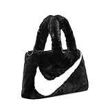 Nike Sportswear Faux Fur Tote Bag Purse (10L) (Black/Sail)