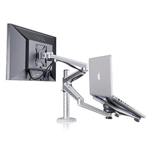 ThingyClub® Adjustable Aluminium Universal Laptop Notebook & Computer Monitor Stand Desk Mount Bracket clamp Tilt Swivel Dual Arm Support Holder (Laptop & Monitor)