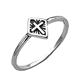 Anillo cruzado en forma de pequeño diamante de plata de ley 925 pura, anillo delicado, anillo religioso, anillo bohemio bohemio, anillo minimalista, anillo del día de la madre, regalos para mujeres