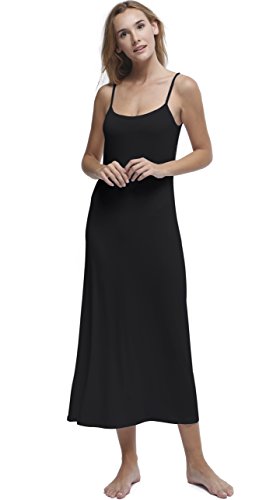 Papicutew Women's Long Full Cami Slip Dress Sleeveless Nightgowns (Black, Xx-Large) #TOP4