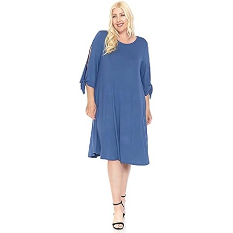 Pastel by Vivienne Women's Midi Dress with Tie Sleeve Plus Size - blue - X-Large More Cover
