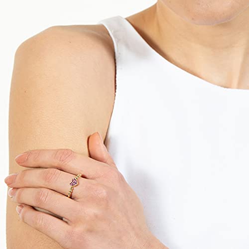 Bague cœur argent plaqué or et améthyste, le cadeau romantique idéal