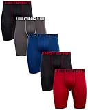 AND1 Men’s Underwear – Long Leg Performance Compression Boxer Briefs (5 Pack), Size Large, Black/Blu