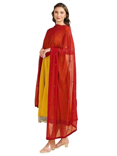 Image of DUPATTA BAZAAR Women's Embroidered Chiffon Dupatta with Delicate Sequins