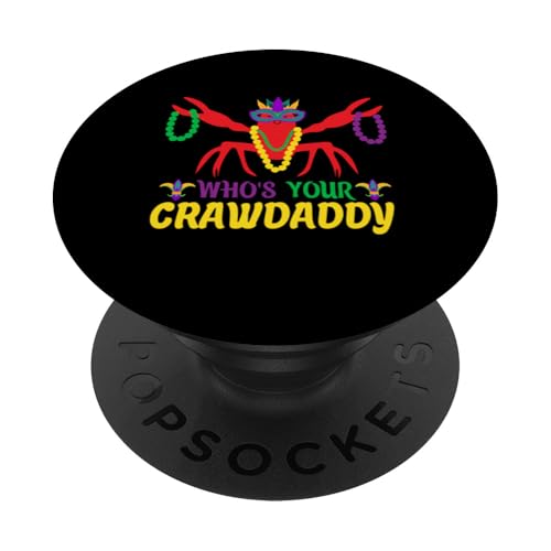 Funny Whos Your Crawdaddy Crawfish Jester Beads Mardi Gras PopSockets PopGrip Adhesivo