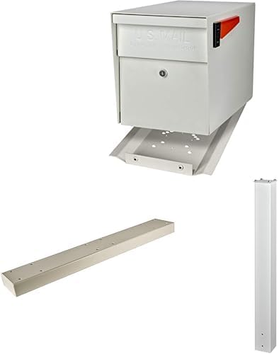 Mail Boss X3 In-Ground Mount Combo Kit Locking Metal Standard Mailbox - Cream White
